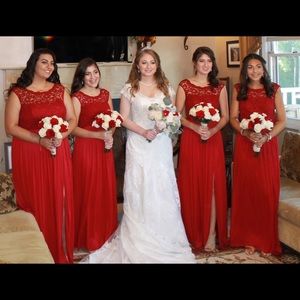 2/2 Red David’s Bridal bridesmaid dress